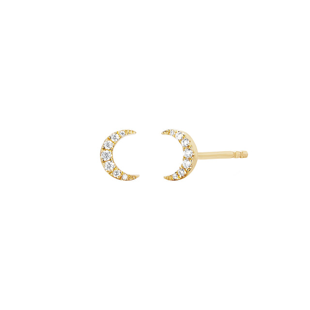 EF Collection Mini Moon Diamond Studs - Yellow Gold - Earrings - Broken English Jewelry
