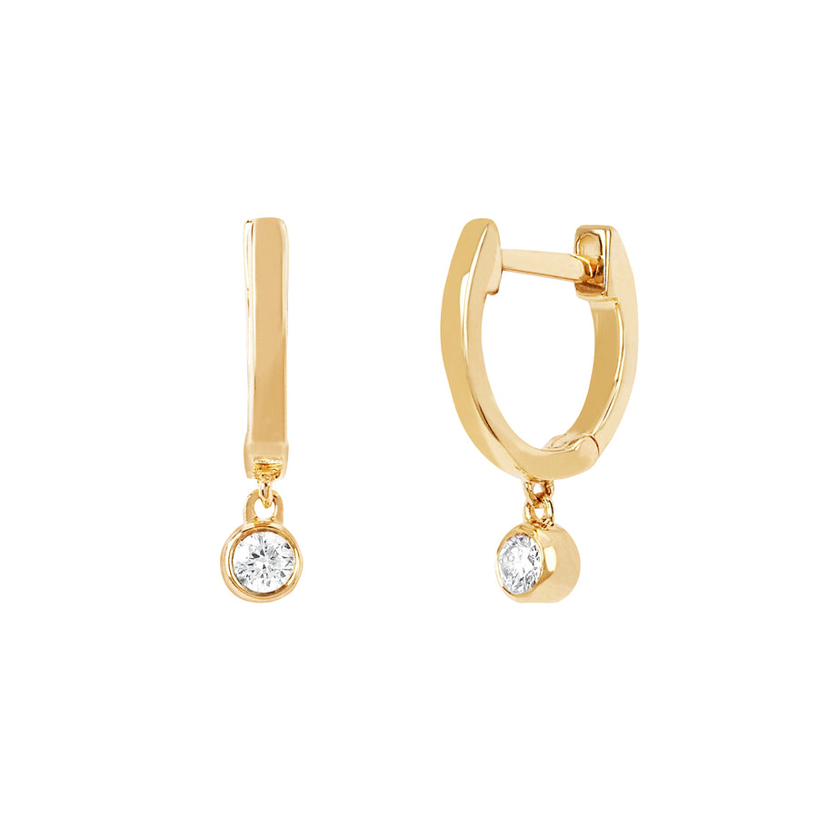 EF Collection Mini Huggie Diamond Bezel Earrings - Yellow Gold - Broken English Jewelry