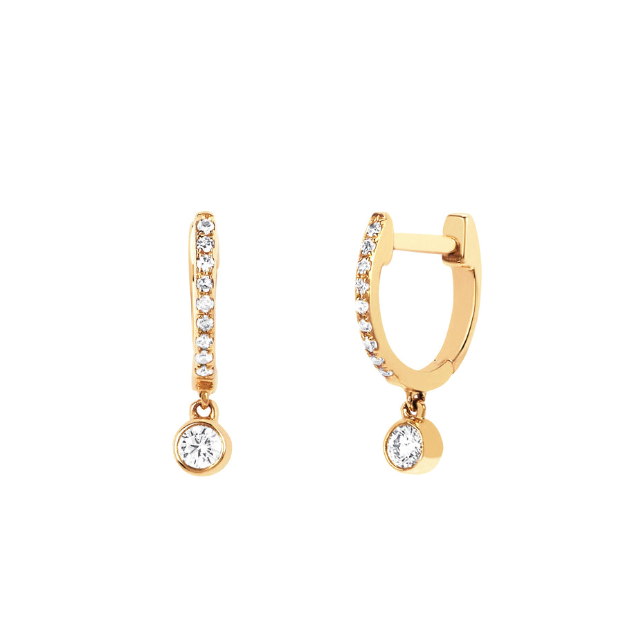 EF Collection Mini Pave Huggie Bezel Drops - Yellow Gold - Broken English Jewelry