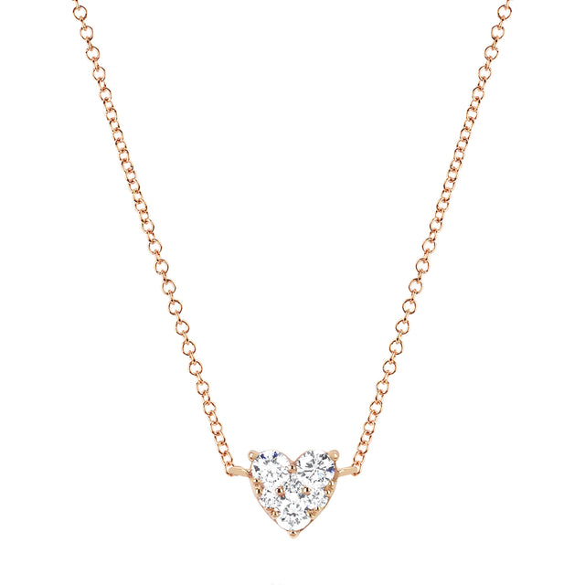 EF Collection Diamond Heart Choker Necklace - Rose Gold - Necklaces - Broken English Jewelry