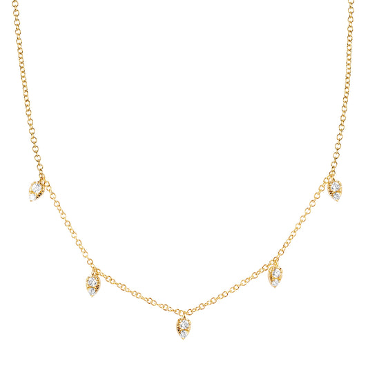 Mini Teardrop Choker Necklace - Yellow Gold - Main Img