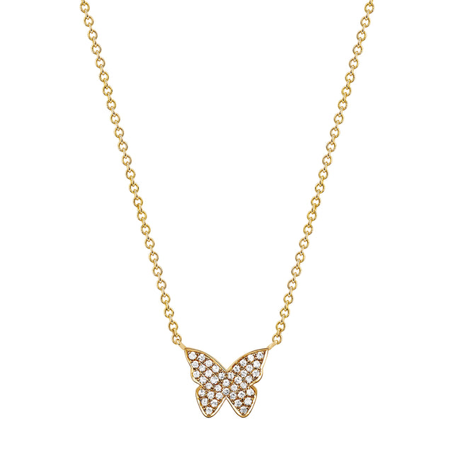 EF Collection Butterfly Necklace - Yellow Gold - Broken English Jewelry