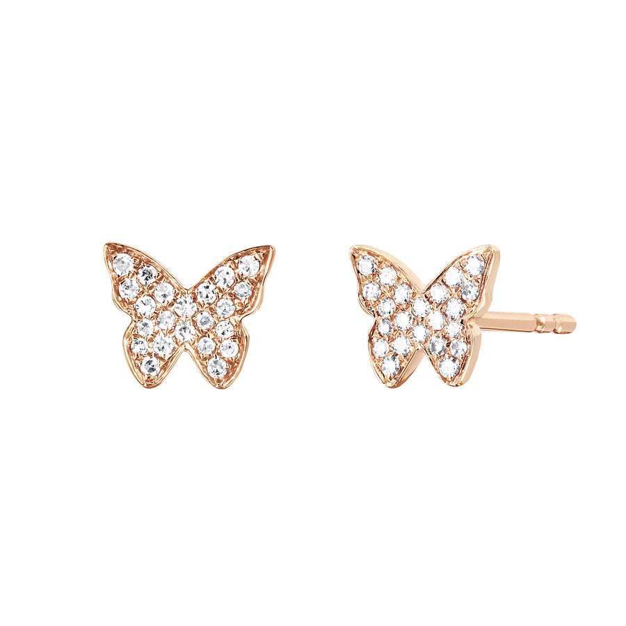 EF Collection Diamond Butterfly Studs - Rose Gold - Broken English Jewelry