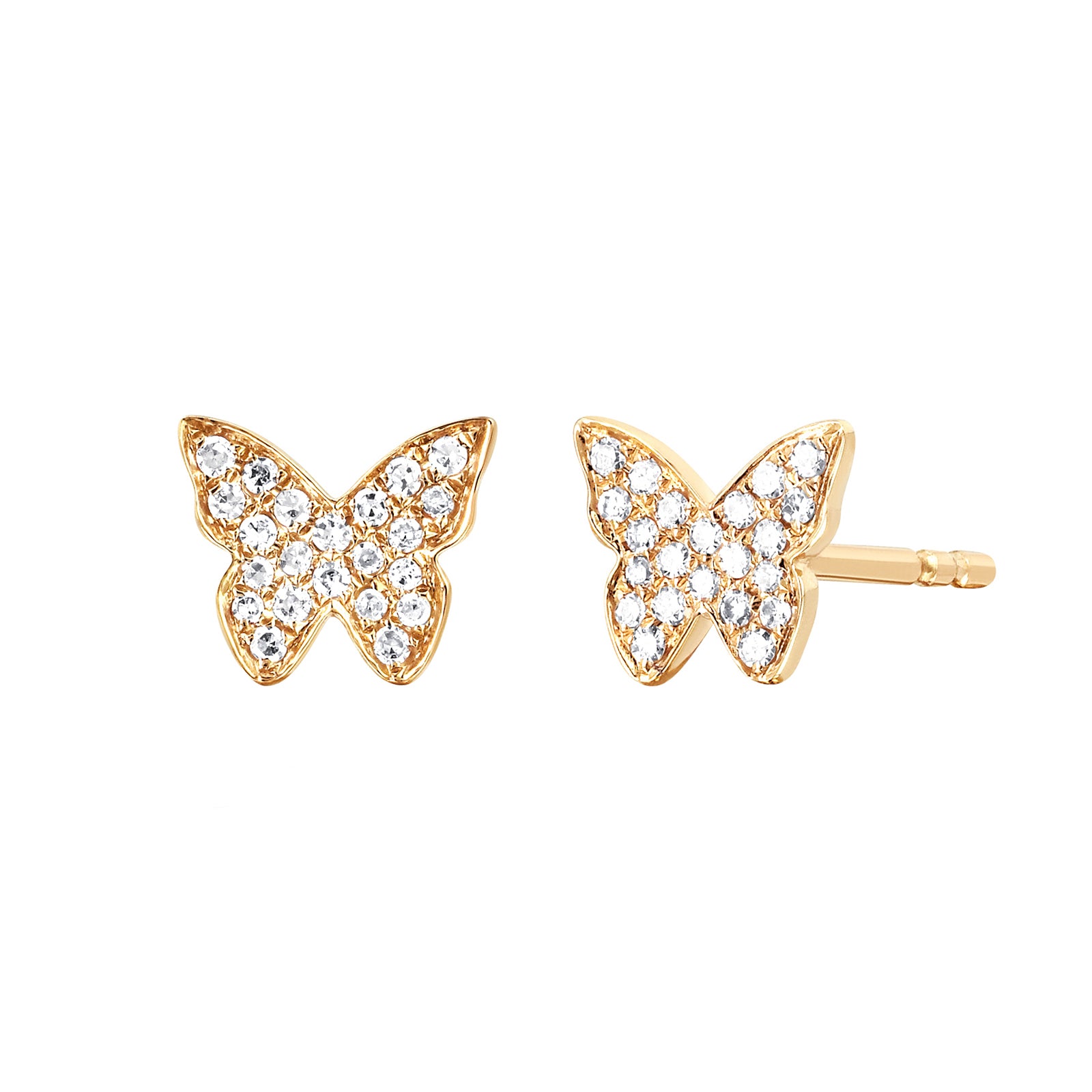 EF Collection Diamond Butterfly Studs - Yellow Gold - Earrings - Broken ...