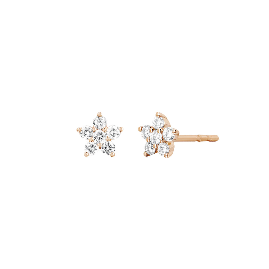 EF Collection Diamond Flower Studs - Rose Gold - Earrings - Broken English Jewelry
