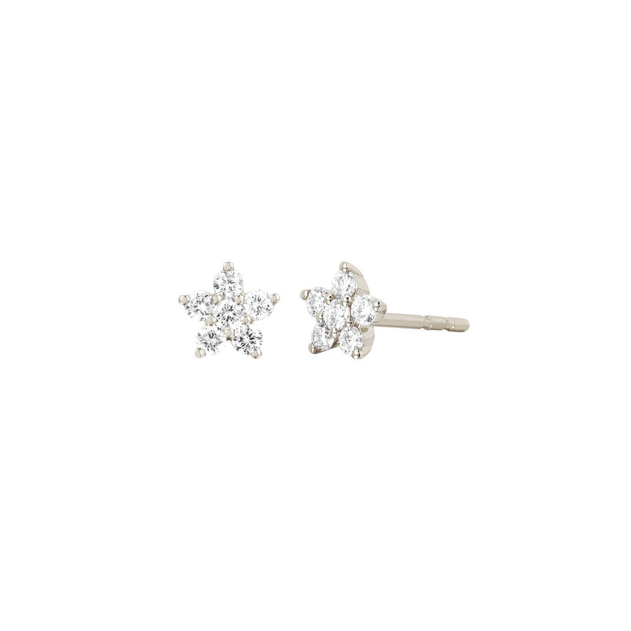EF Collection Diamond Flower Studs - White Gold - Earrings - Broken English Jewelry