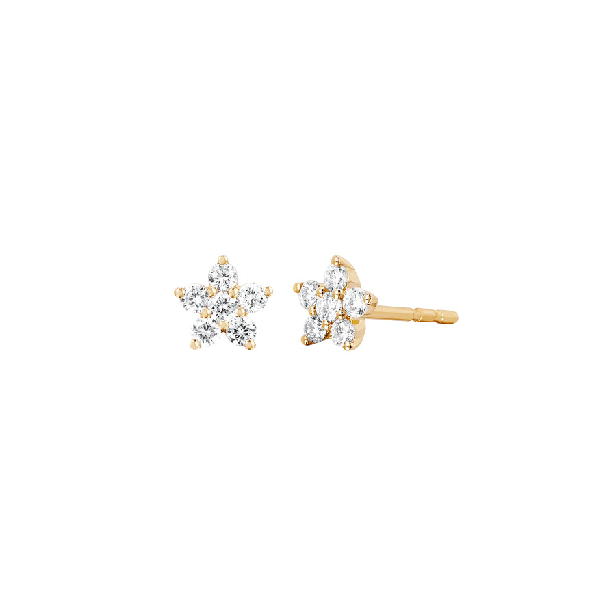 Diamond Flower Studs by EF Collection - Yellow Gold - earrings - Broken English Jewelry