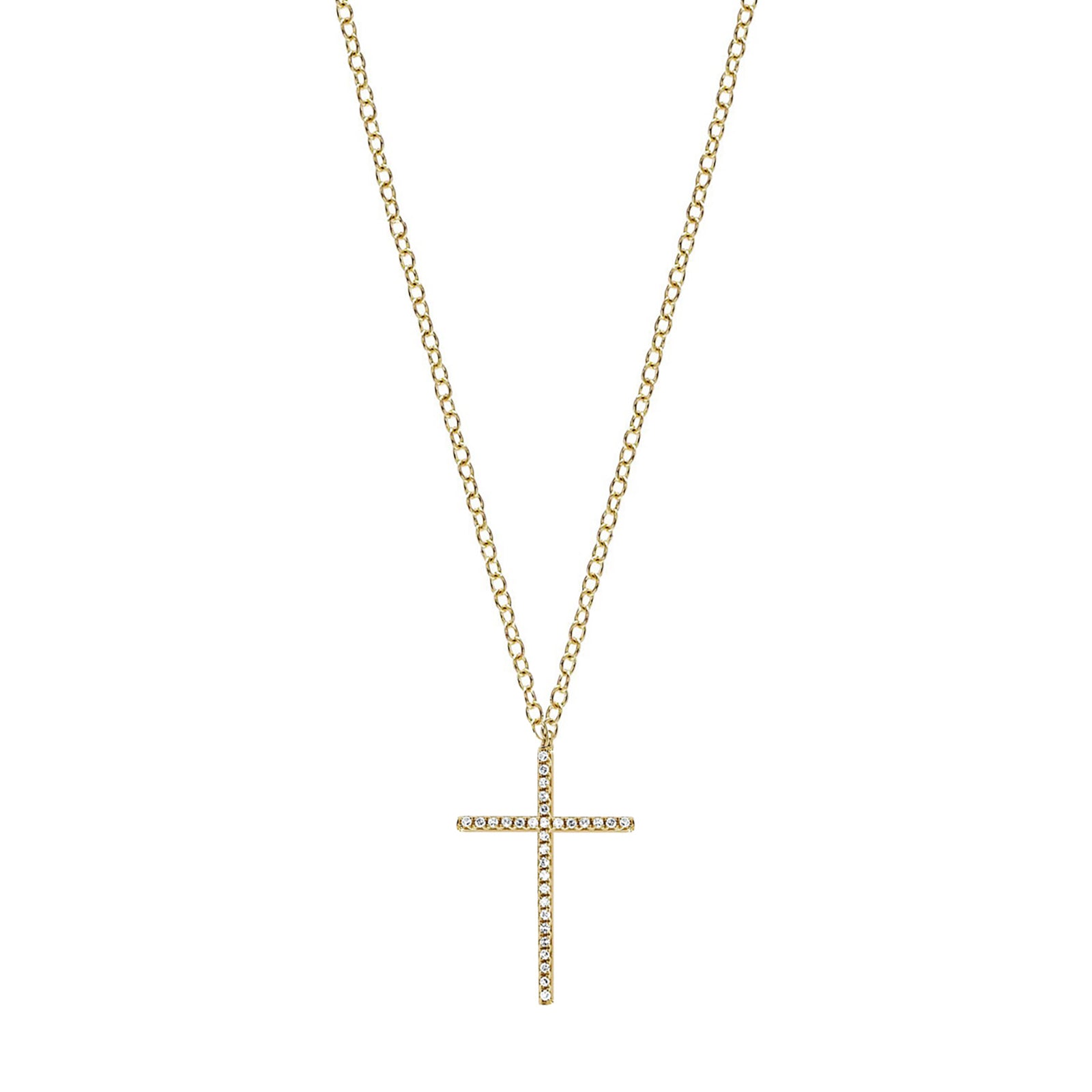 EF Collection Diamond Cross Necklace - Yellow Gold - Broken English Jewelry