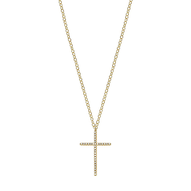 EF Collection Diamond Cross Necklace - Yellow Gold - Broken English Jewelry