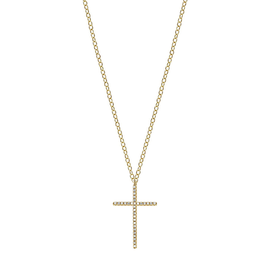 EF Collection Diamond Cross Necklace - Yellow Gold - Broken English Jewelry