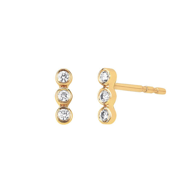 EF Collection Diamond Triple Bezel Stud Earrings - Gold - Broken English Jewelry