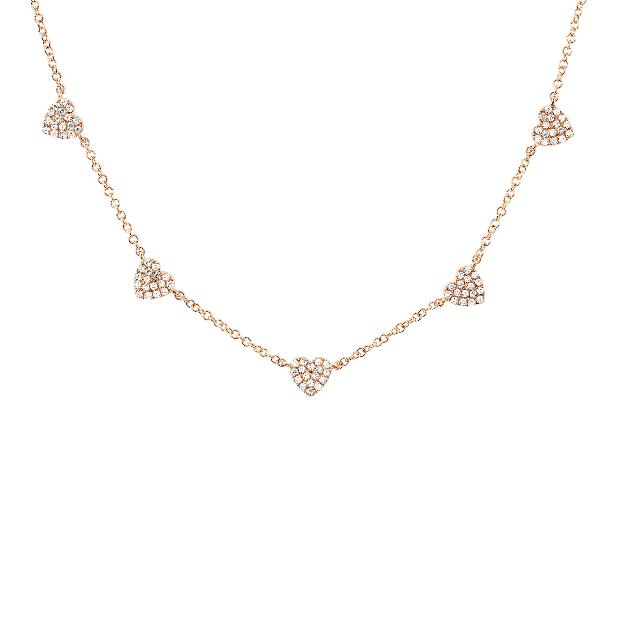 EF Collection 5 Mini Diamond Heart Necklace - Rose Gold - necklaces - Broken English Jewelry