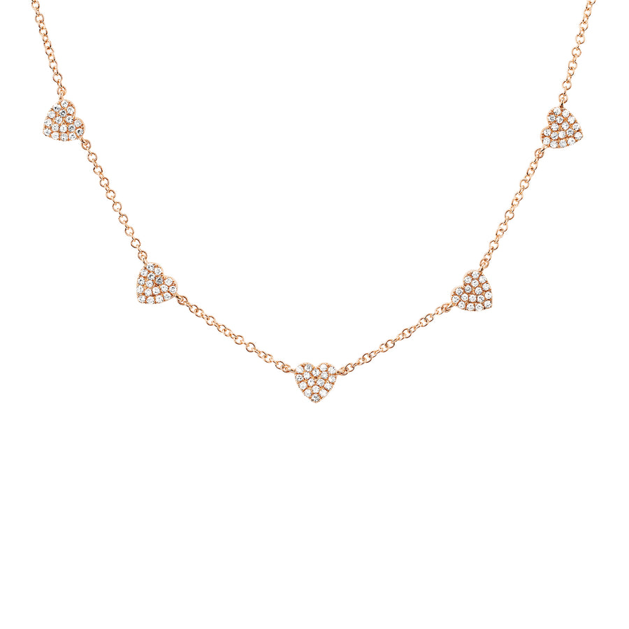 EF Collection 5 Mini Diamond Heart Necklace - Rose Gold - necklaces - Broken English Jewelry