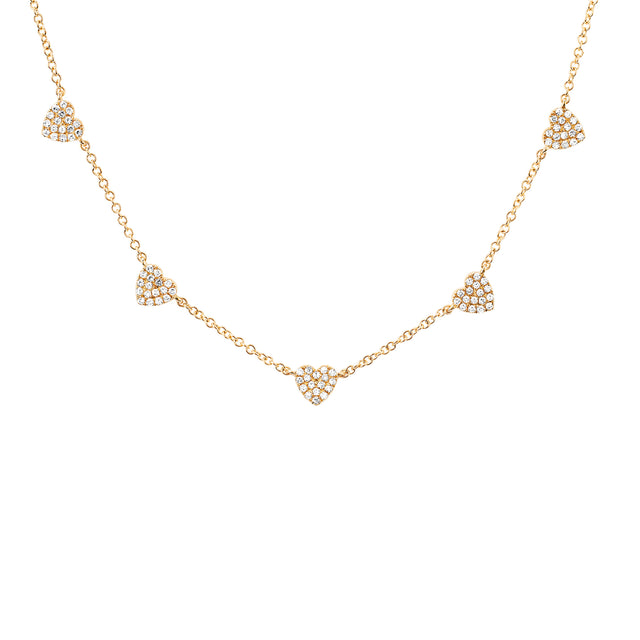 EF Collection 5 Mini Diamond Heart Necklace - Yellow Gold - necklaces - Broken English Jewelry