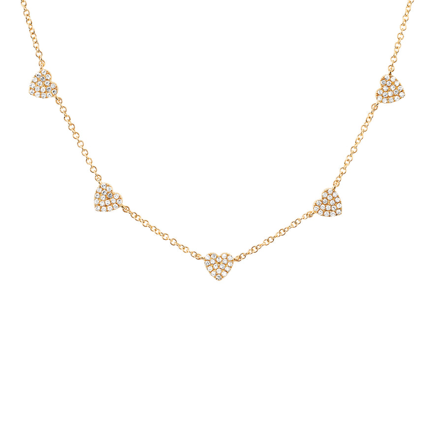 EF Collection 5 Mini Diamond Heart Necklace - Yellow Gold - necklaces - Broken English Jewelry