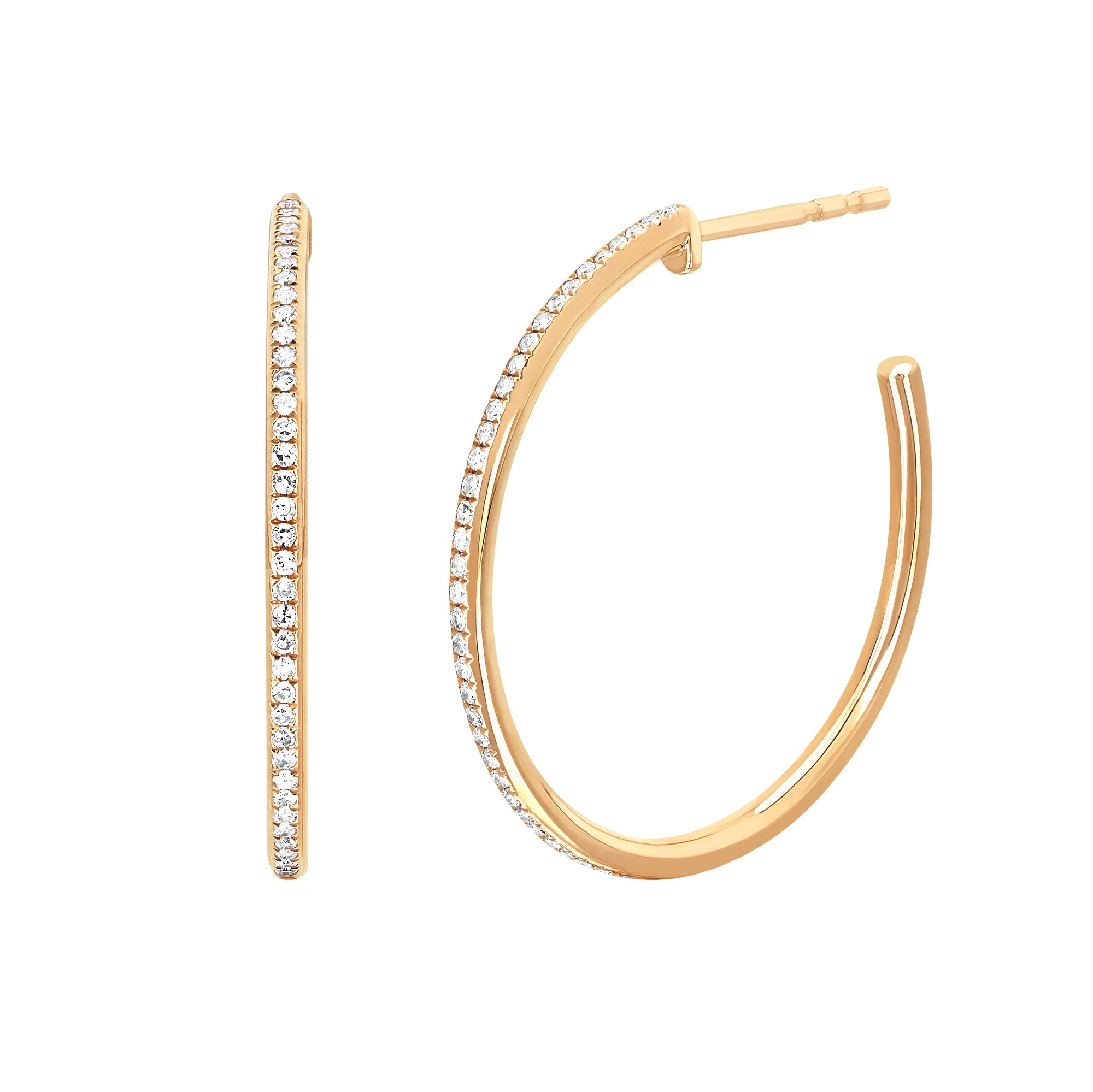 EF Collection Half Diamond Essential Hoop Earrings - Broken English Jewelry