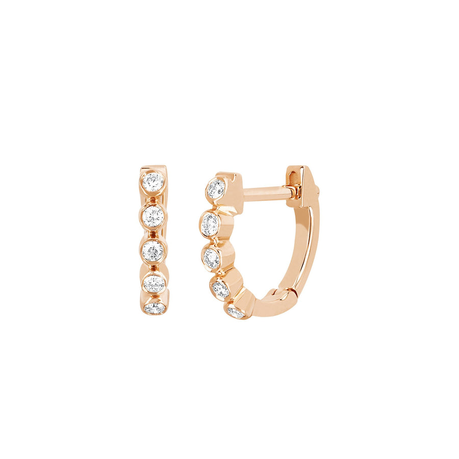 EF Collection Mini Diamond Bezel Huggies - Rose Gold - Earrings - Broken English Jewelry