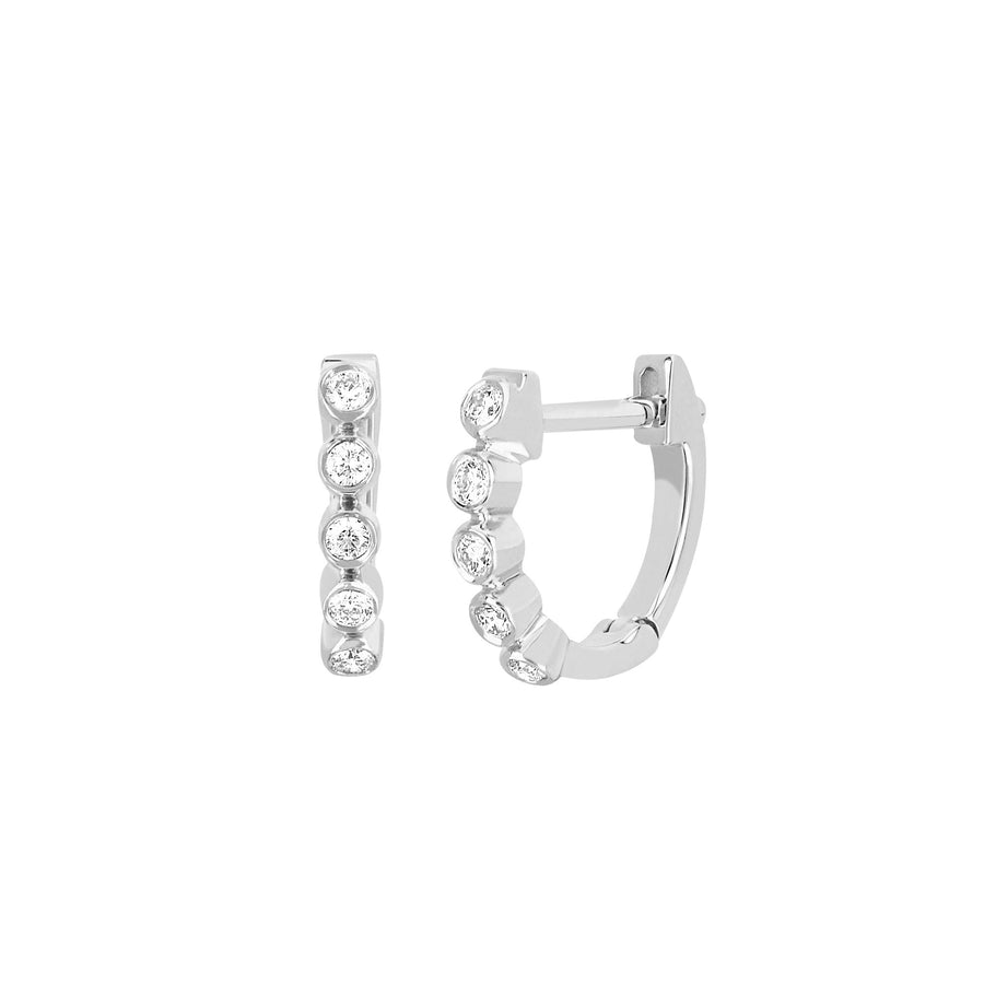 EF Collection Mini Diamond Bezel Huggies - White Gold - Earrings - Broken English Jewelry