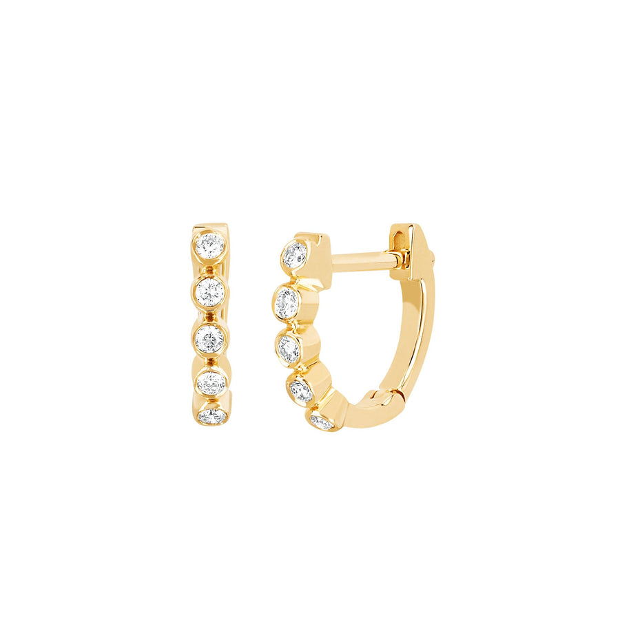 EF Collection Mini Diamond Bezel Huggies - Yellow Gold - Earrings - Broken English Jewelry