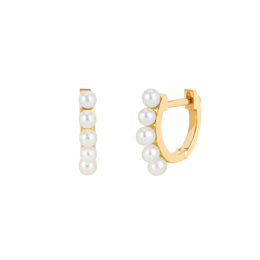 EF Collection Mini Pearl Huggies - Yellow Gold - Earrings - Broken English Jewelry
