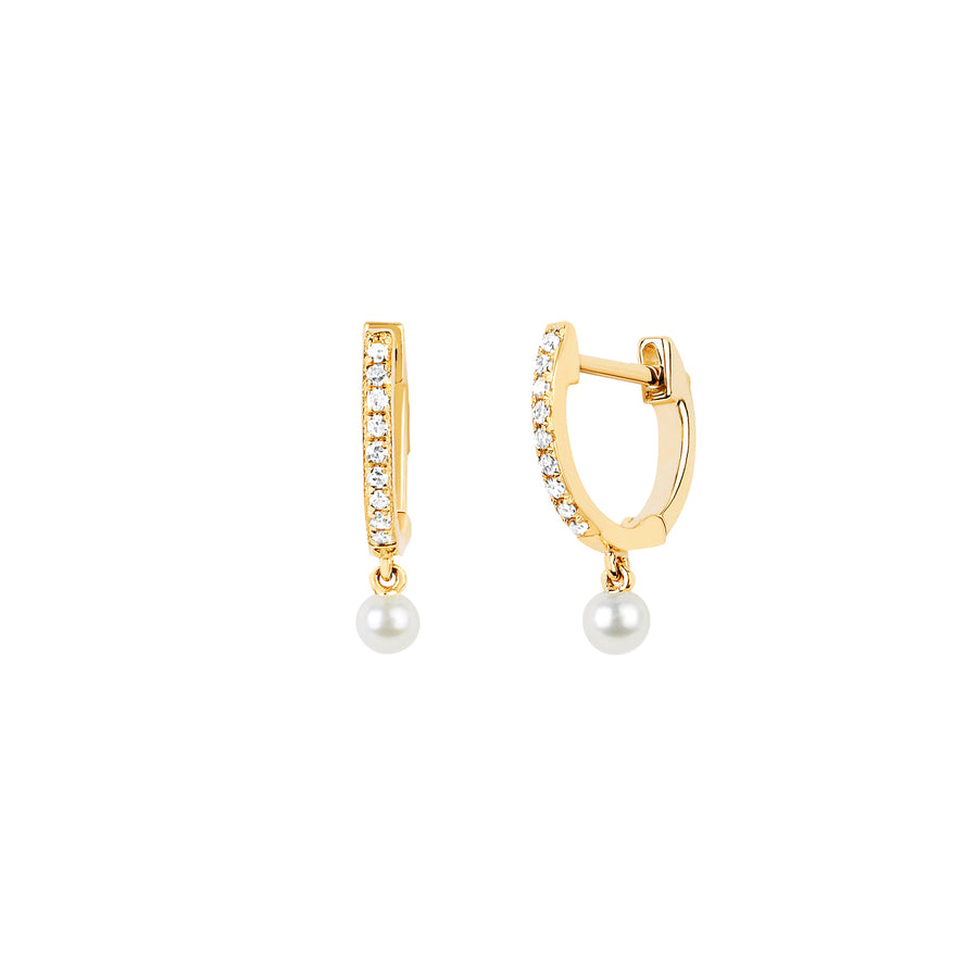 EF Collection Mini Pearl Drop Huggies - Yellow Gold - Earrings - Broken English Jewelry