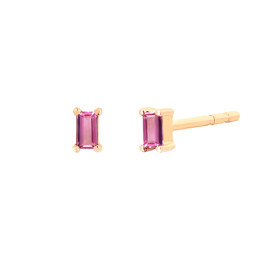 EF Collection Pink Sapphire Baguette Studs - Yellow Gold - Broken English Jewelry