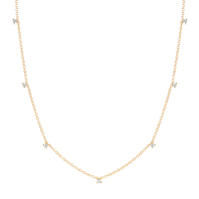 EF Collection 7 Prong Set Diamond Necklace - Yellow Gold - Broken English Jewelry