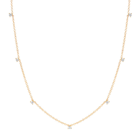 7 Prong Set Diamond Necklace - Yellow Gold - Main Img