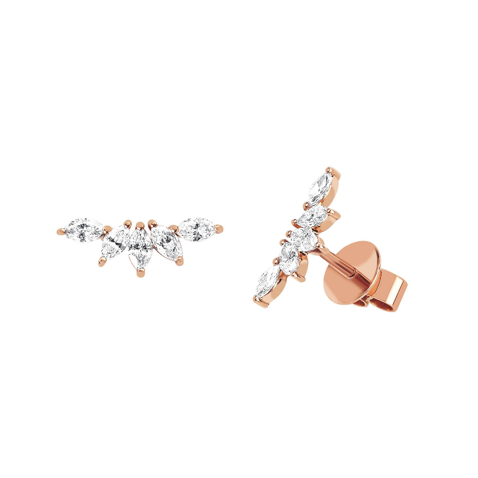 EF Collection Marquise Diamond Fan Earrings - Rose Gold - Broken English Jewelry