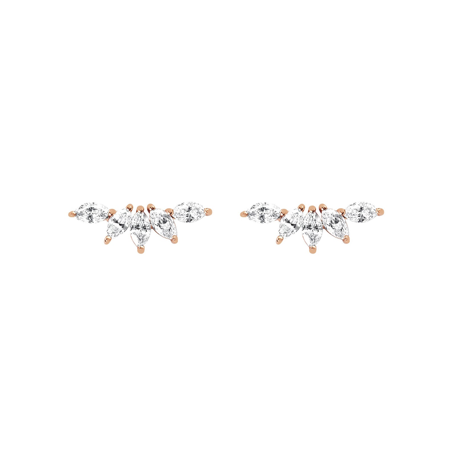 EF Collection Marquise Diamond Fan Earrings - Rose Gold - Broken English Jewelry