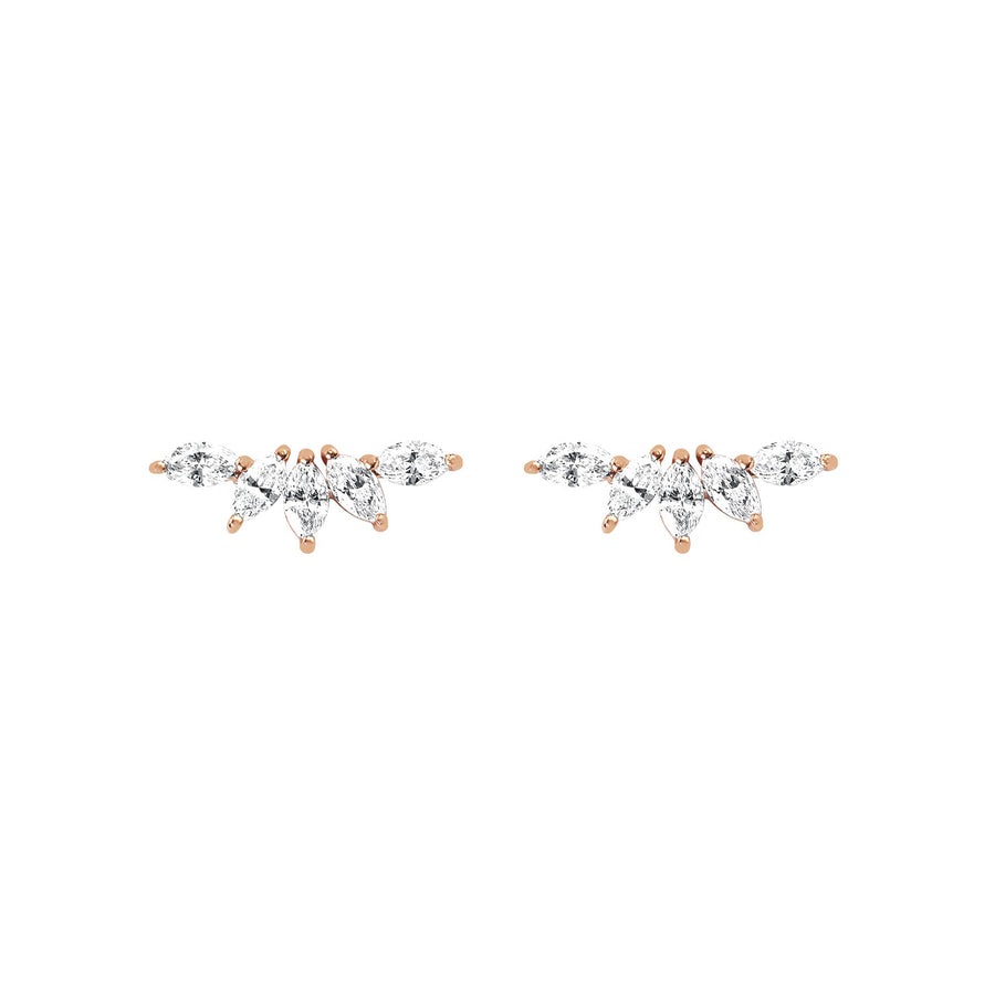 EF Collection Marquise Diamond Fan Earrings - Rose Gold - Broken English Jewelry