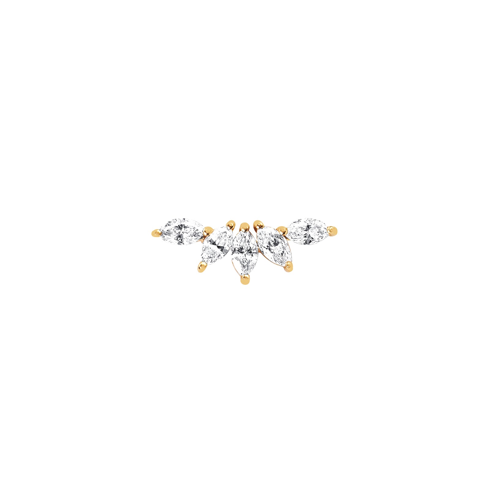 EF Collection Marquise Diamond Fan Earring - Yellow Gold - Broken English Jewelry