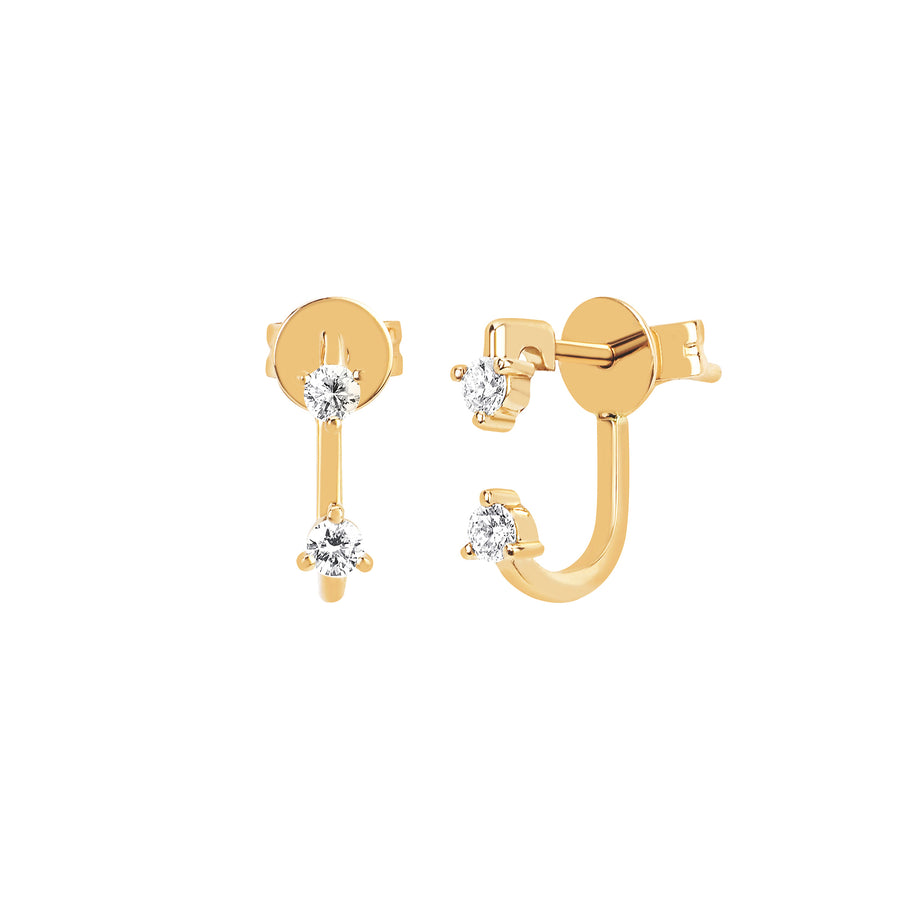 EF Collection Double Prong Set Diamond Earrings - Yellow Gold - Broken English Jewelry
