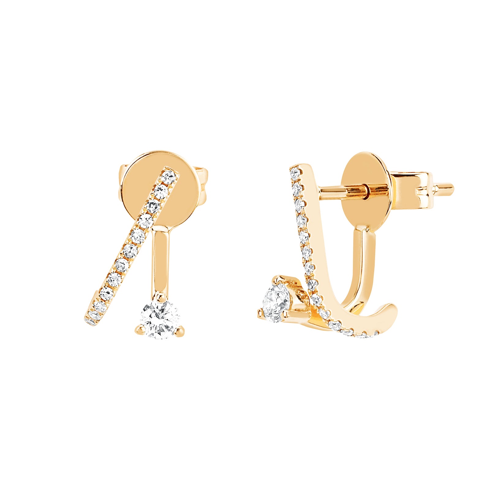 EF Collection Diamond Illusion Earrings - Yellow Gold - Broken English Jewelry