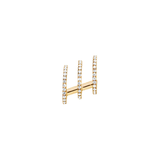 EF Collection Left Triple Illusion Diamond Stud - Yellow Gold - Broken English Jewelry