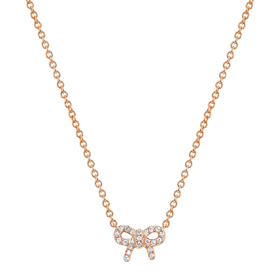 EF Collection Diamond Mini Bow Necklace - Rose Gold - Broken English Jewelry