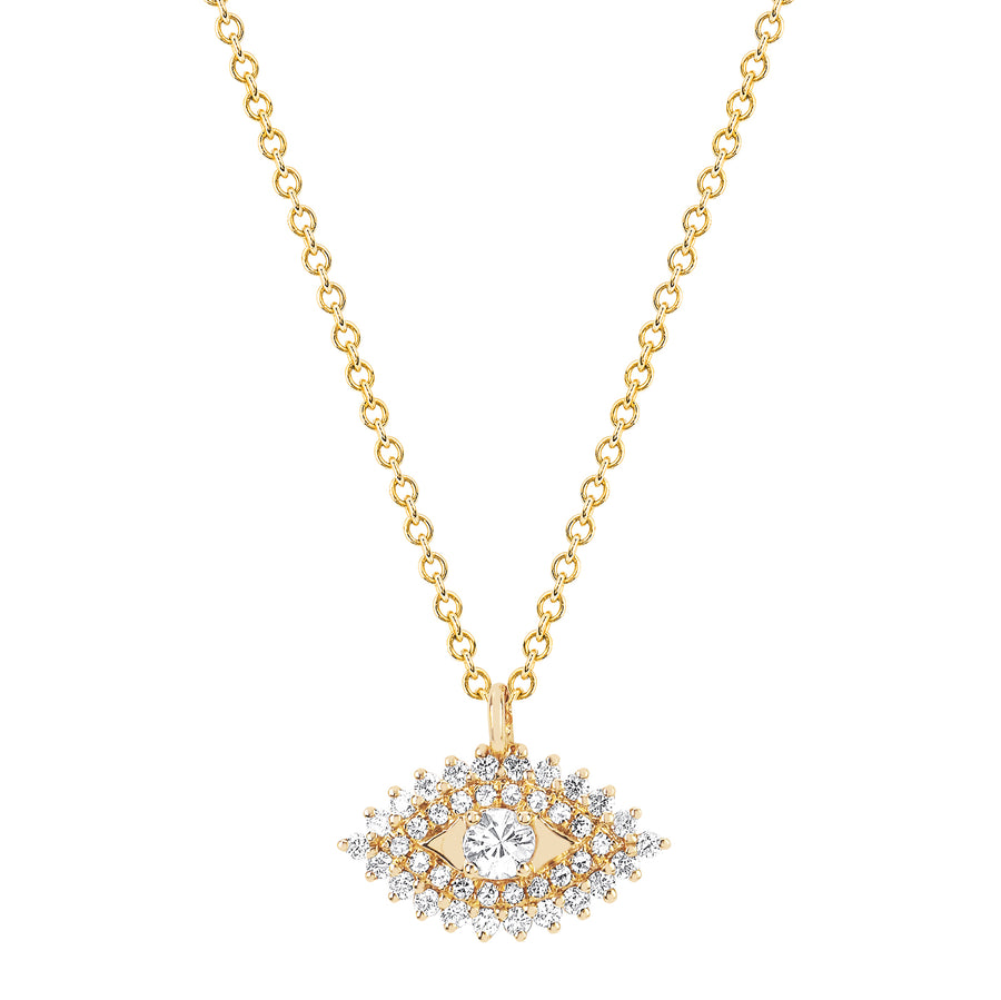 EF Collection Diamond & Sapphire Evil Eye Necklace - Yellow Gold - Broken English Jewelry