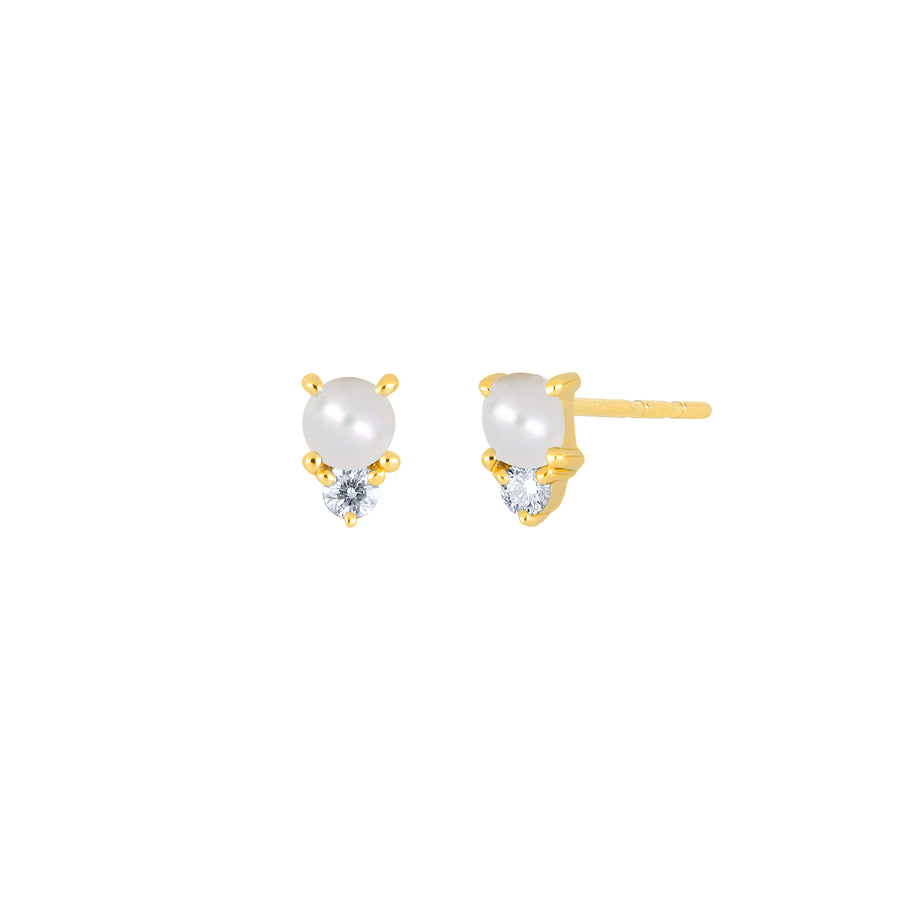 EF Collection Mini Pearl Birthstone Studs - Yellow Gold - Earrings - Broken English Jewelry