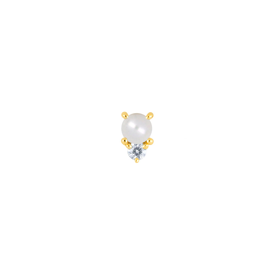 EF Collection Mini Pearl Birthstone Stud - Yellow Gold - Earrings - Broken English Jewelry