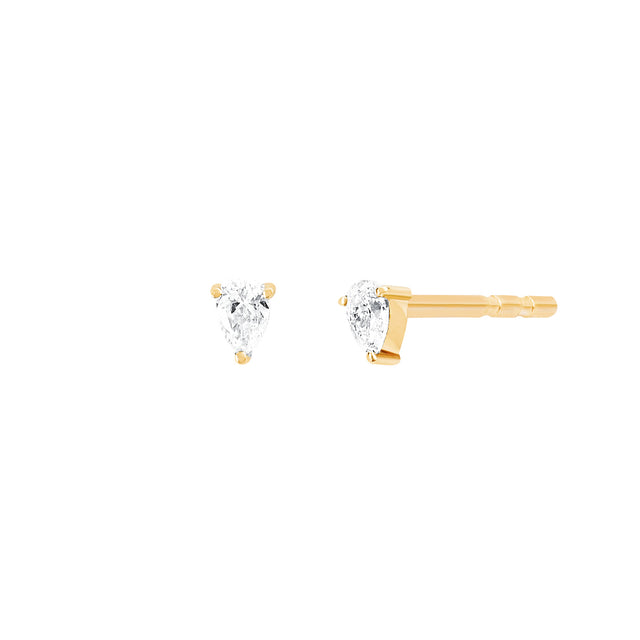 EF Collection Mini Pear Diamond Studs - Yellow Gold - Broken English Jewelry