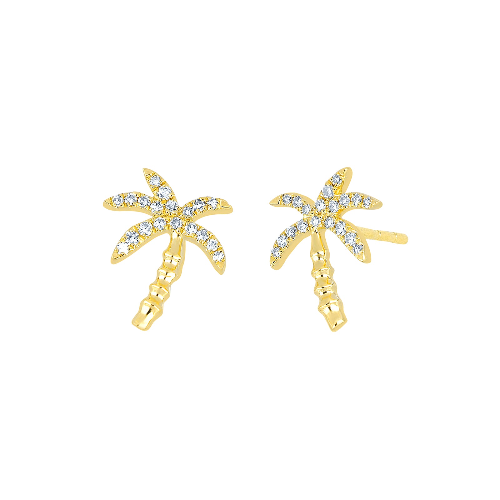 EF Collection Wild Palm Diamond Studs - Yellow Gold - Broken English Jewelry
