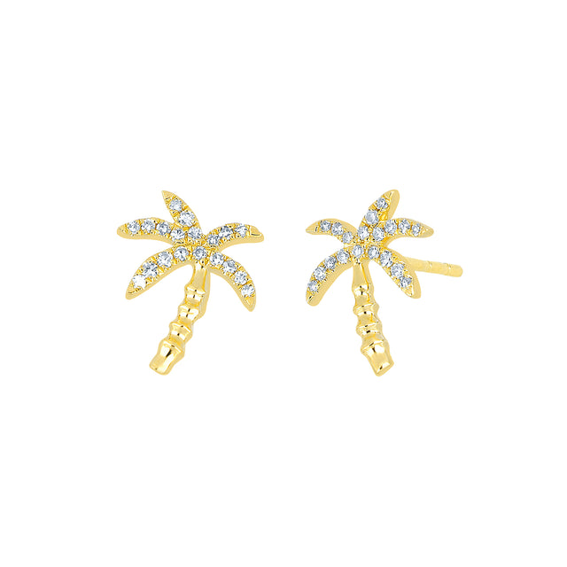 EF Collection Wild Palm Diamond Studs - Yellow Gold - Broken English Jewelry