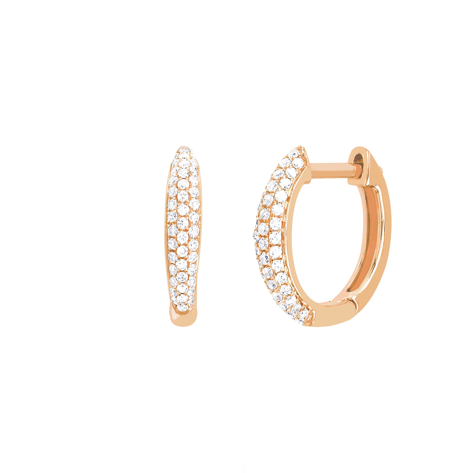EF Collection Mini Dome Diamond Huggies - Rose Gold - Broken English Jewelry