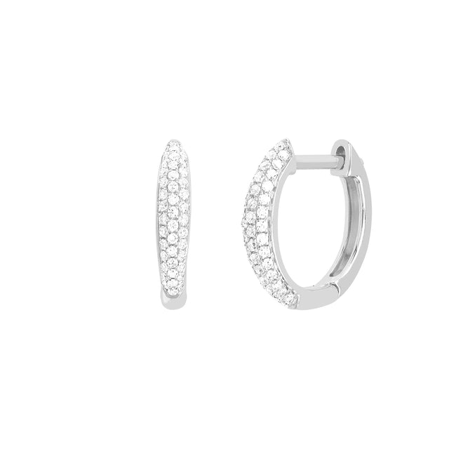 EF Collection Mini Dome Diamond Huggies - White Gold - Broken English Jewelry