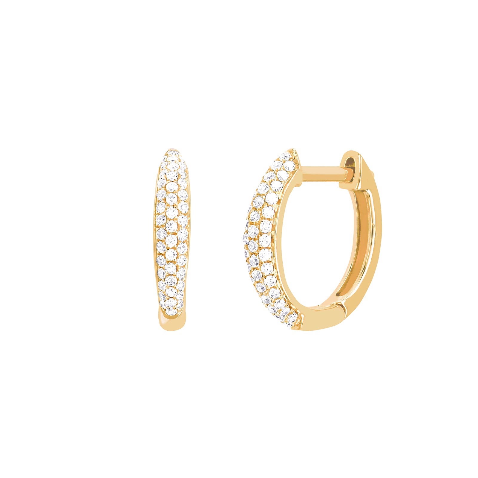 EF Collection Mini Dome Diamond Huggies - Yellow Gold - Broken English Jewelry