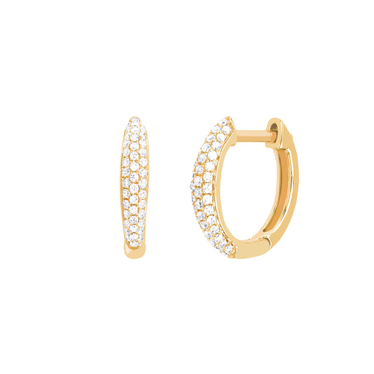 Mini Dome Diamond Huggies - Yellow Gold - Main Img