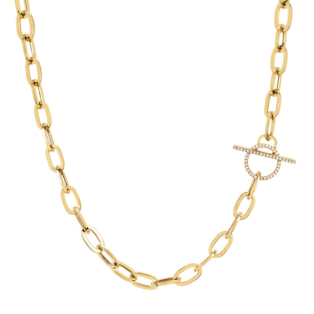 EF Collection Jumbo Diamond Toggle Necklace - Yellow Gold - Broken English Jewelry