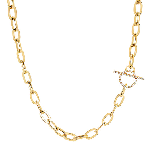 Jumbo Diamond Toggle Necklace - Yellow Gold - Main Img
