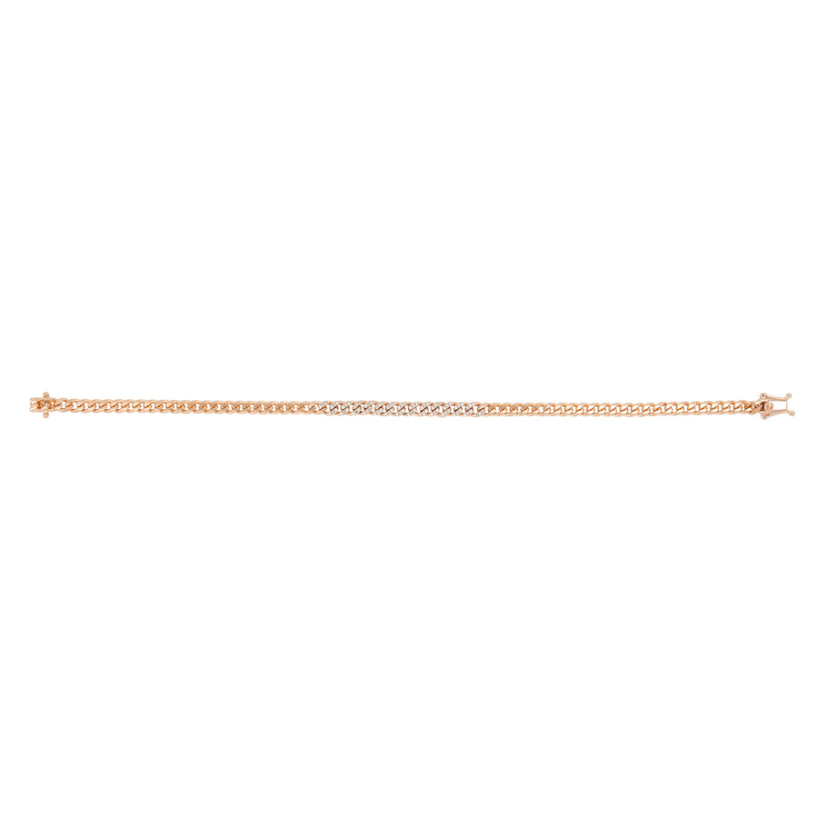 Mini Curb Chain Diamond Bracelet - Rose Gold