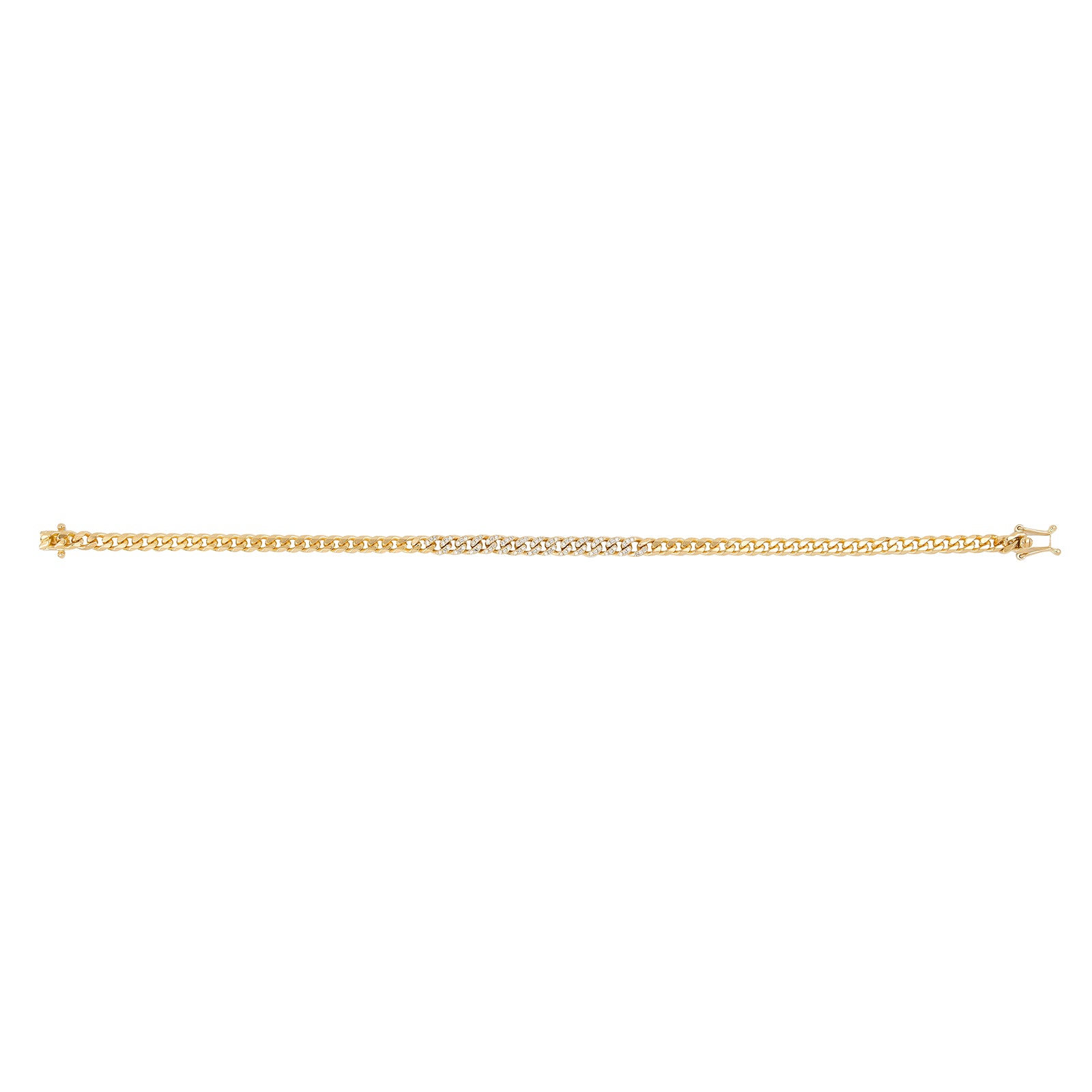 EF Collection Mini Curb Chain Diamond Bracelet - Yellow Gold - Broken English Jewelry